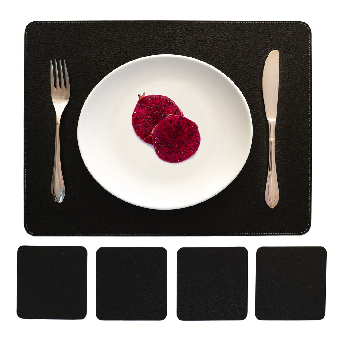 Recycled Leather Placemats Black 45x35