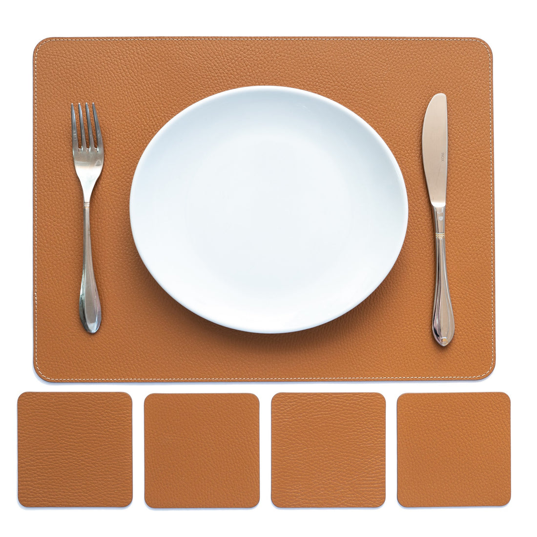Recycled Leather Placemats Cognac 40x30