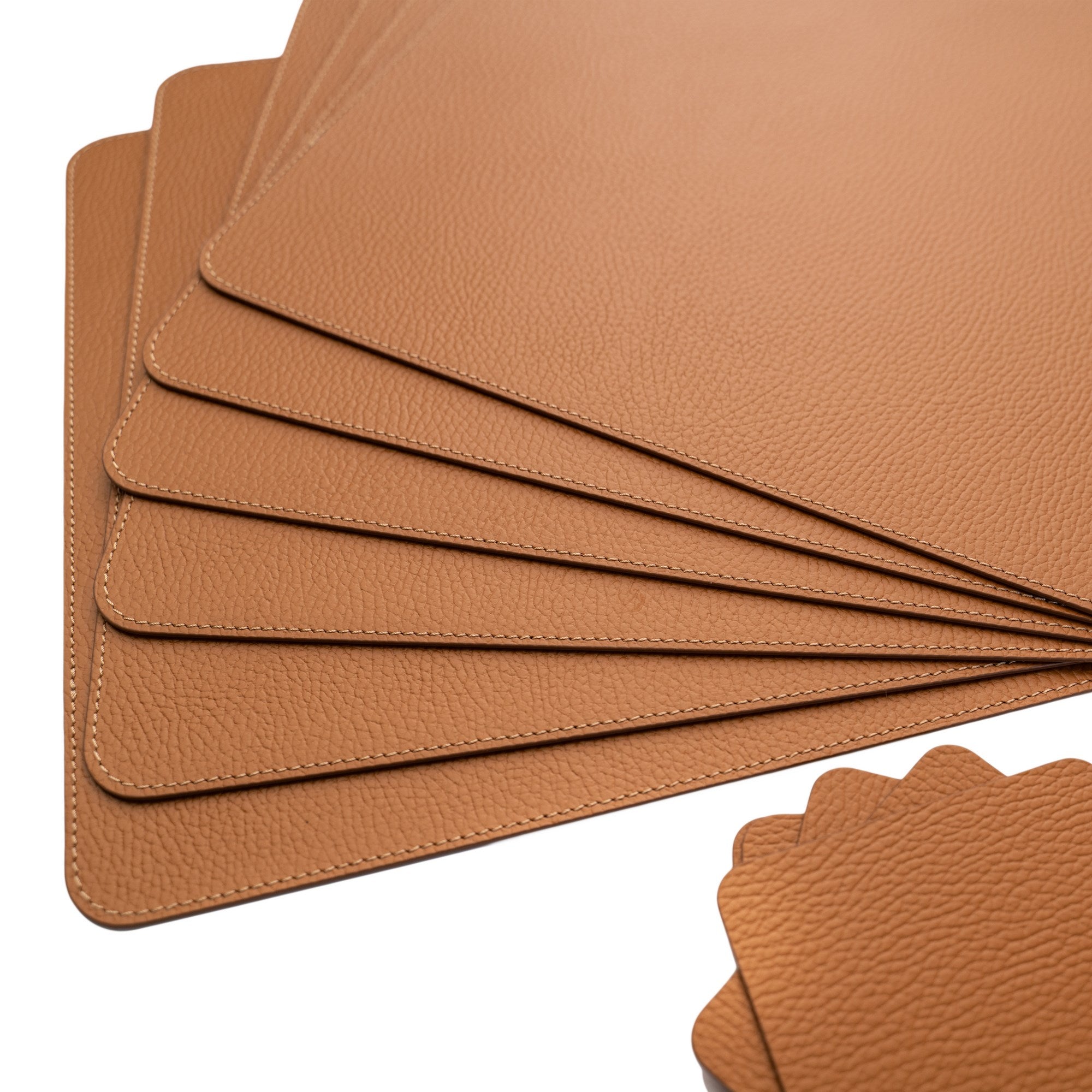Recycled Leather Placemats Cognac 45x33