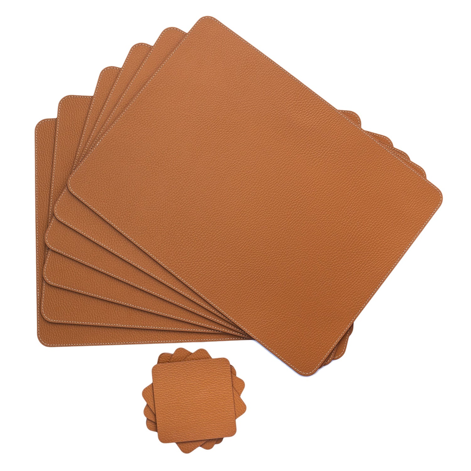 Recycled Leather Placemats Cognac 45x33