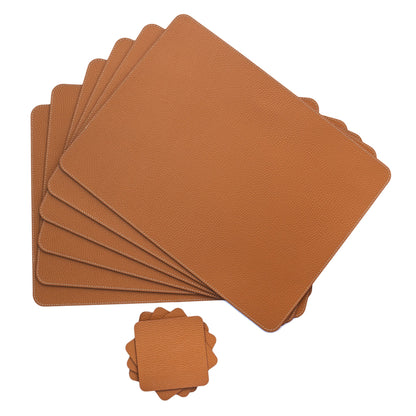 Recycled Leather Placemats Cognac 45x33