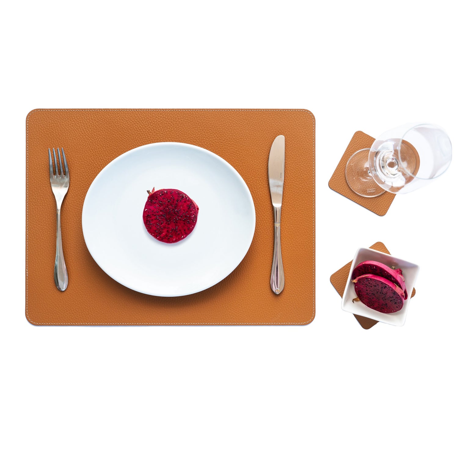 Recycled Leather Placemats Cognac 45x33
