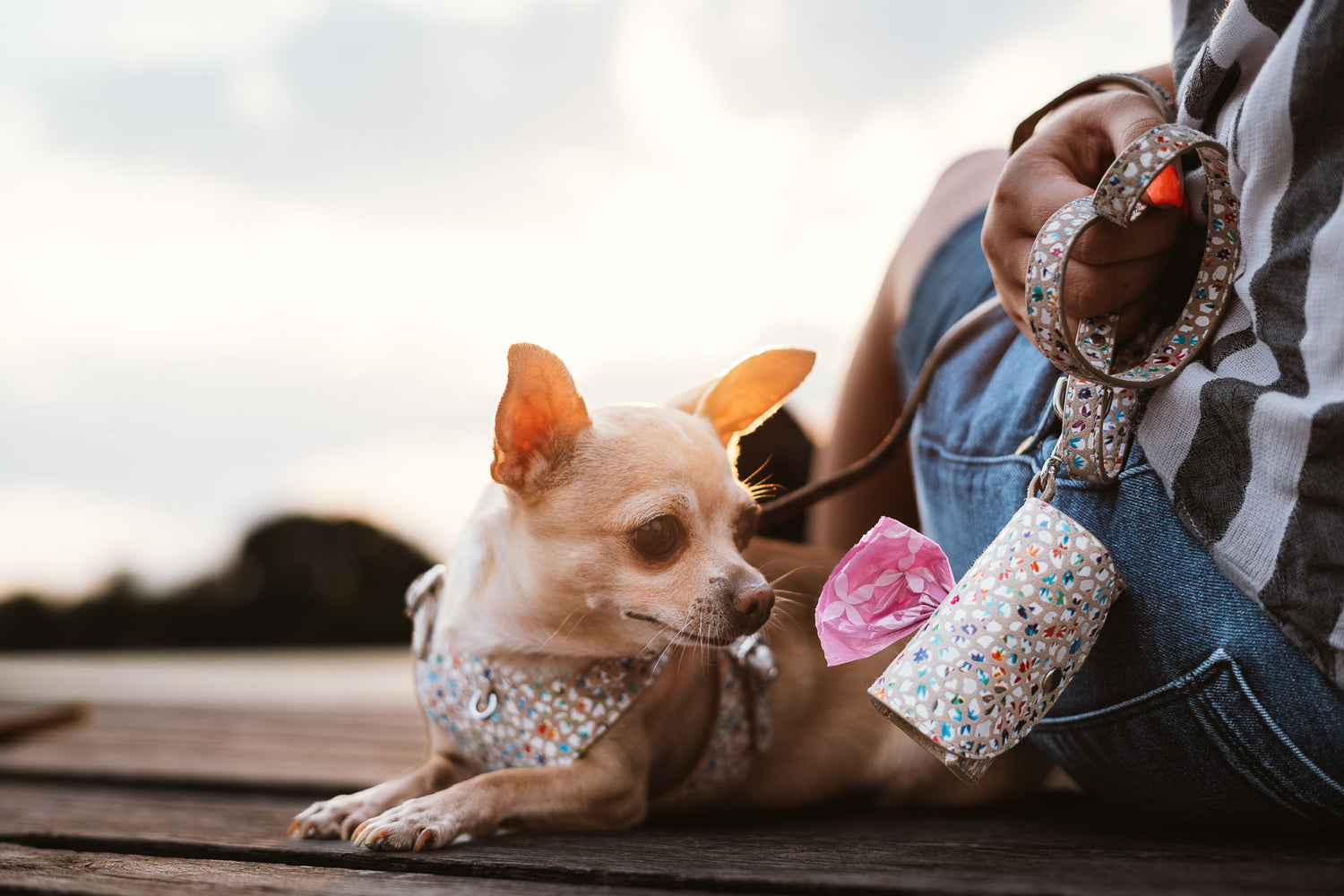 Dog Dispenser Bag Cappuccino Flower