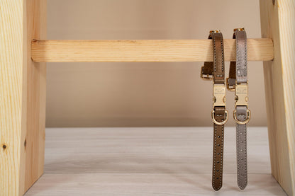 Leather Dog Collar Tino Gold - Bechiva